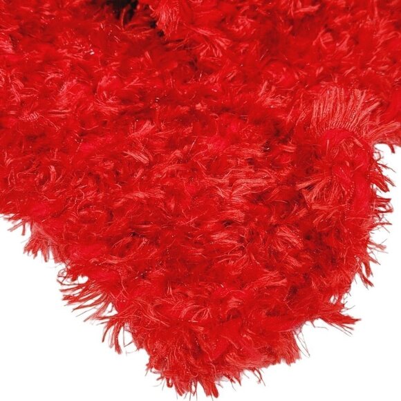 Red Winter Scarf Satin Boa Yarn Fuzzy Warm Holidays Winter Handmade Crochet - Picture 4 of 9